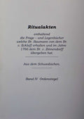 Ritualakten Aus dem Schwedischen Band IV Ordensregel